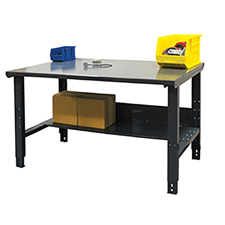 Height Adjustable Industrial Workbench Plus Bottom Shelf – All Rack ...