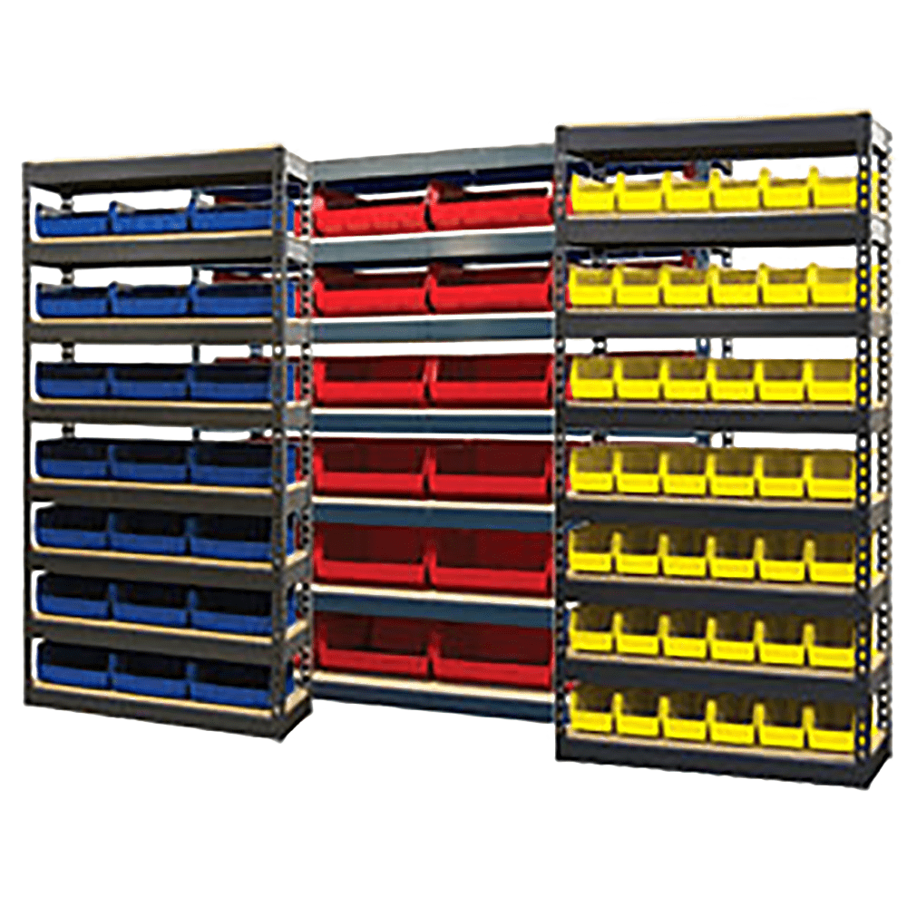 Series 200B Stationary Bin Storage Units with Yellow Bins